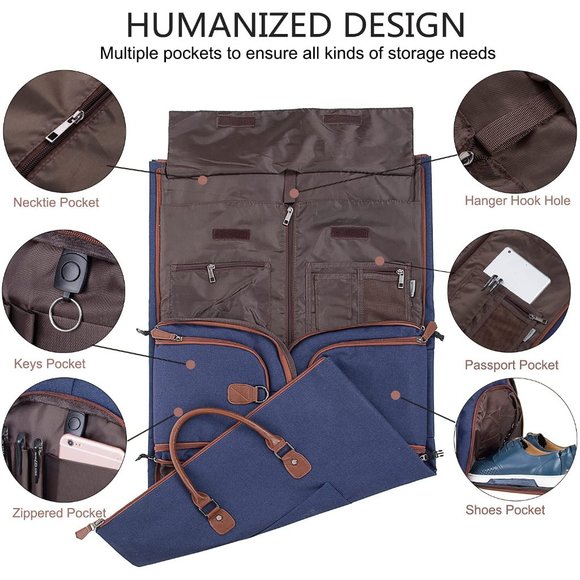 Carry On Garment Bag - Travel Business - Canvas Duffel Bag with Shoe Compartment - Picture 3 of 7